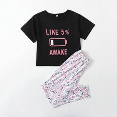 Цветочный принт Повседневный Домашняя одежда для девочек Shein