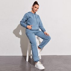 Термальная толстовка на кулиске и спортивные брюки Shein
