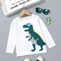 С карикатурой Повседневный Футболки для маленьких мальчиков Shein