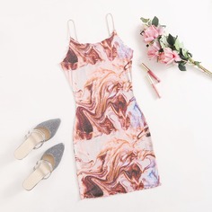 Волнистый край Мрамор Повседневный Платье Shein