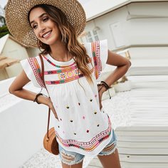 Блузка с геометрической вышивкой Shein