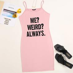 Платье на бретелях с текстовым принтом размера плюс Shein