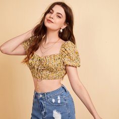 узел цветочный Бохо Блузы Shein