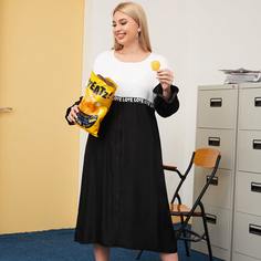 лента буква Повседневный Платья размер плюс Shein