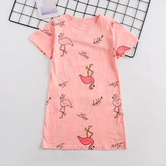 Платье-футболка с принтом фламинго для девочек Shein