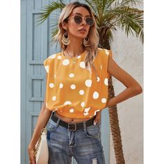 Короткая блузка в горошек Shein