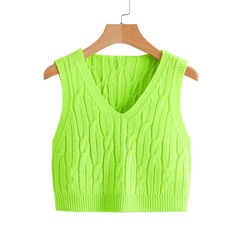 Неоновый трикотажный жилет-свитер Shein