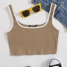 Трикотажная короткая майка Shein