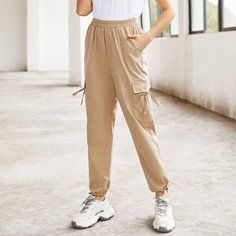 Карман Одноцветный Повседневный Брюки Shein