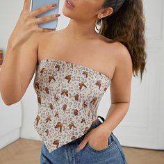 Топ с леопардовым принтом и бабочкой Shein