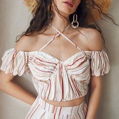 Застежка Полосатый Бохо Блузы Shein