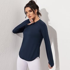 Одноцветный Спортивные футболки Shein