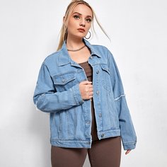 Джинсовая куртка размера плюс Shein