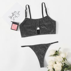 Комплект блестящего нижнего белья Shein
