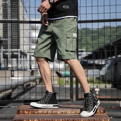 Карман буква Повседневный Мужские шорты Shein