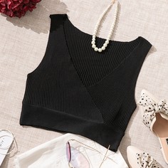 Кроп вязаный топ в рубчик Shein