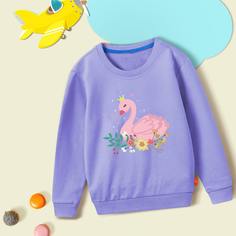 Свитшот с принтом лебедя для девочек Shein