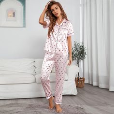 Пижама с принтом сердечка Shein