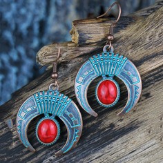 Серьги-подвески с луной и бирюзой Shein