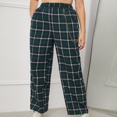 Широкие брюки в клетку размера плюс с цепочкой Shein