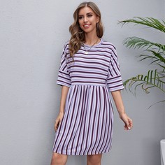 Полосатый Повседневный Платье Shein