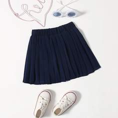 плиссированное Одноцветный Институтский Юбки для девочек Shein