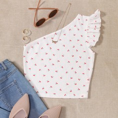 с оборками Фрукты и овощи Бохо Женские топы Shein