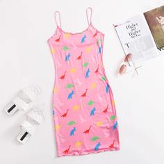 Облегающее платье размера плюс с принтом динозавра Shein