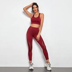 Спортивный бюстгальтер и леггинсы с сетчатой вставкой Shein