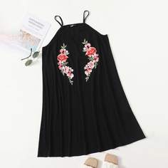 Вышивка Цветочный Повседневный Платья размер плюс Shein