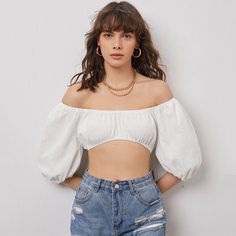 Короткий топ с открытыми плечами Shein