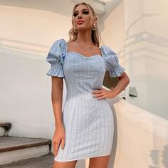 на молнии Одноцветный Бохо Платье Shein