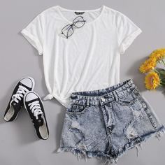 Однотонная футболка Shein