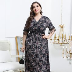 Контрастные кружева Принт Повседневный Платья размер плюс Shein