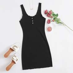 Платье размера плюс с пуговицами и оригинальной отделкой Shein