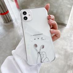 1шт прозрачный чехол для iPhone с принтом Shein
