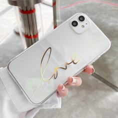 Прозрачный чехол для iPhone с текстовым узором 1шт Shein