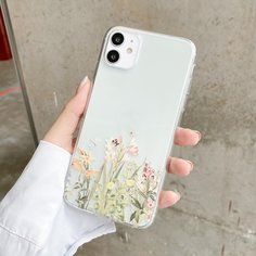 1шт чехол для iPhone с принтом цветка Shein