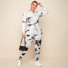 Брюки и футболка с принтом тай дай размера плюс Shein