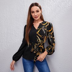 Топ с графическим принтом и поясом Shein