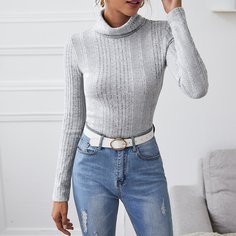 Трикотажная футболка с высоким воротником Shein