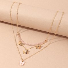 2шт ожерелье с бабочкой Shein