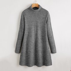 Трикотажное платье с высоким воротником Shein