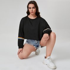 лента Радужные полосы Повседневный Свитшоты размер плюс Shein