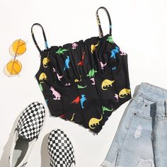 Топ со сборками на груди Little Dinosaur Shein