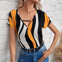 Контрастный топ в полоску Shein
