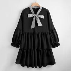 Платье размера плюс с воротником-бантом Shein