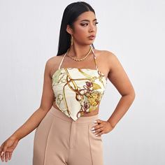 Топ-халтер размера плюс с вырезом на спине Shein