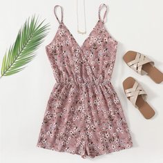 На запах цветочный Бохо Комбинезоны Shein