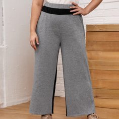 Двухцветные спортивные брюки размера плюс Shein